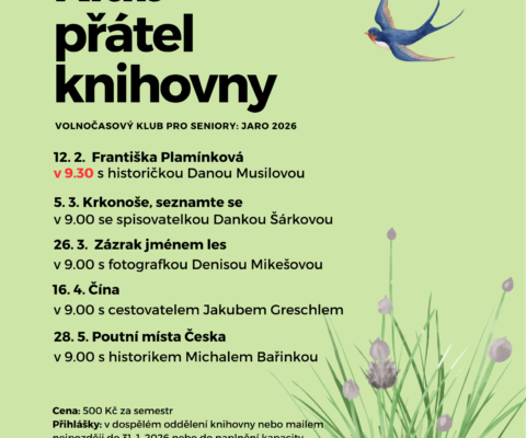 Program Klubu přátel knihovny – jaro 2026