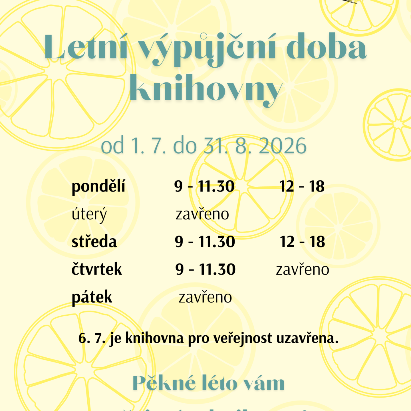 Letní výpůjční doba v knihovně