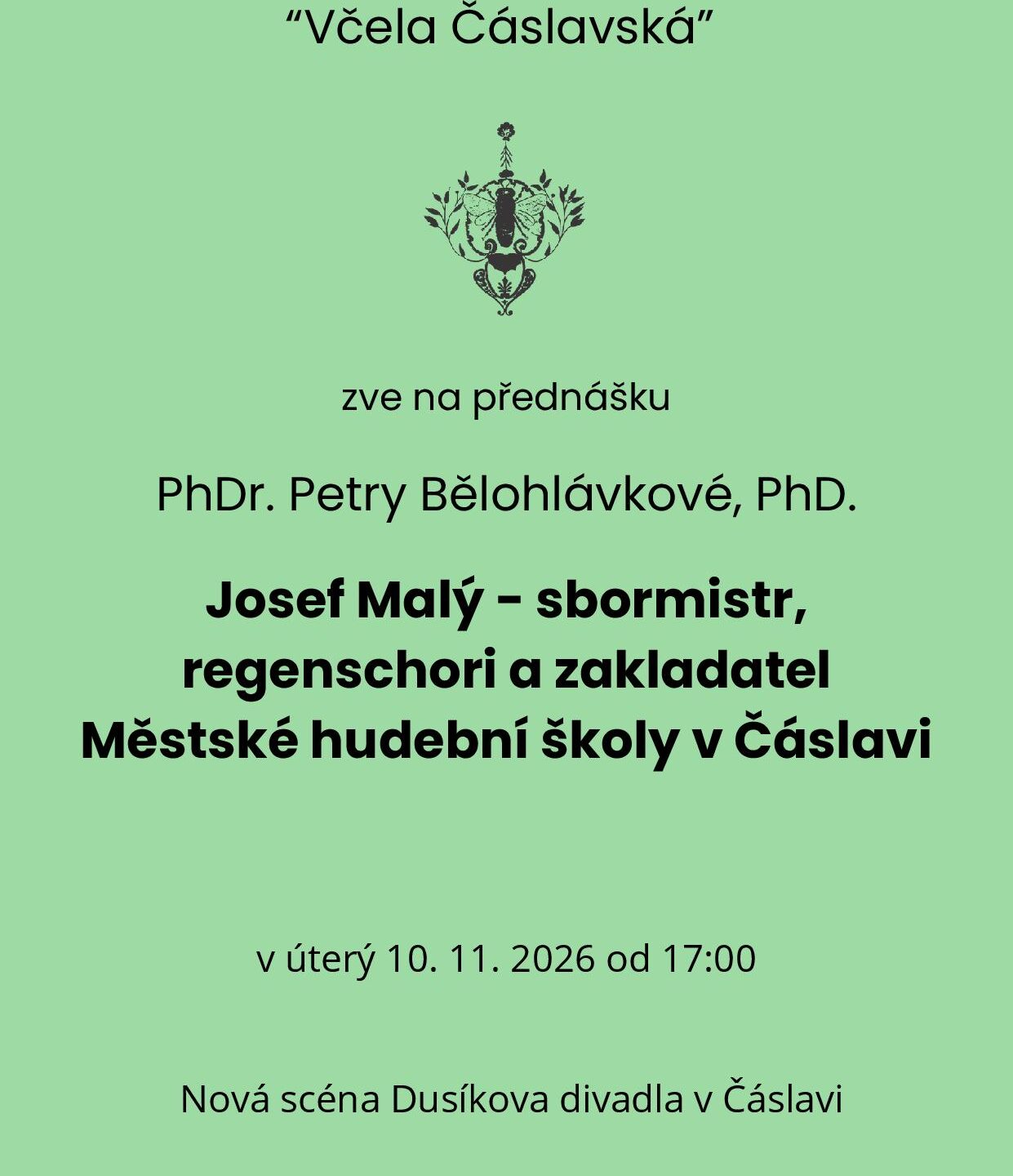 Přednáška Včely Čáslavské 10.11.2026