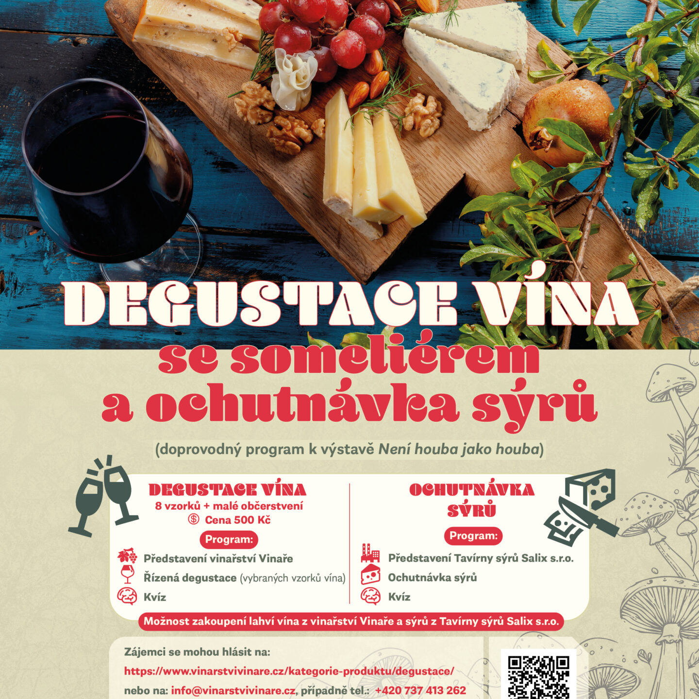 Degustace vína se someliérem a ochutnávka sýrů, přihlášky do 25.10.2026